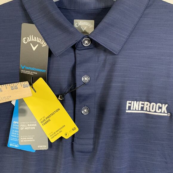 Callaway Golf Polo Shirt Men L Blue Collared Embroidered Logo Opti Dri Perform - Picture 9 of 10